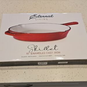 Eternal Living Red 10" Enameled Cast Iron Skillet